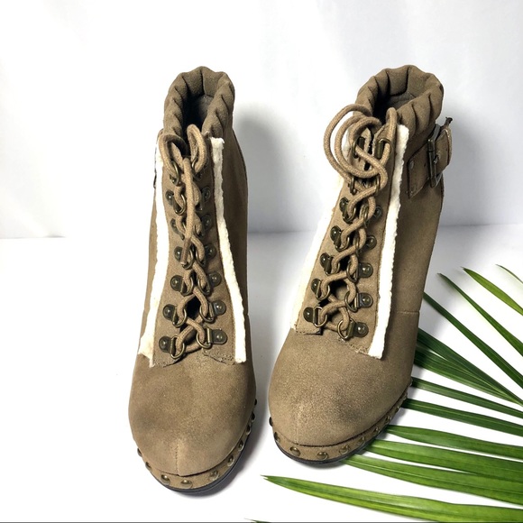 Nine West OSOVOSS tan heeled boot ankle bootie - Picture 4 of 13